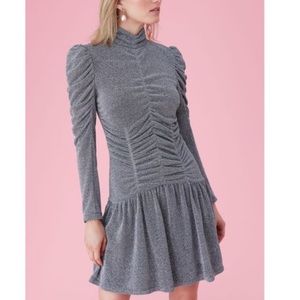 Rebecca Taylor rushed silver metallic dress